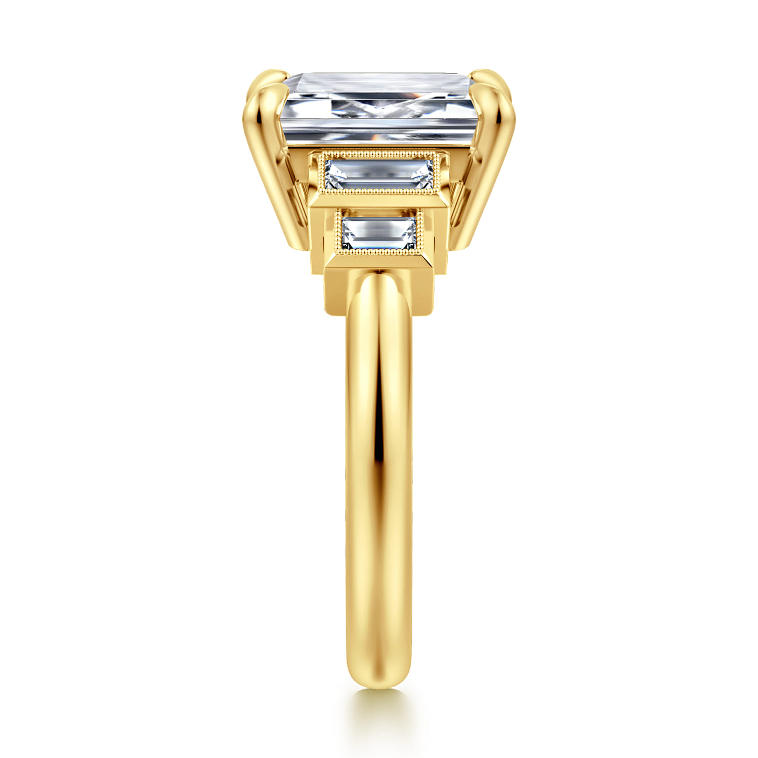 Andre - 14K Yellow Gold Emerald Cut Diamond Engagement Ring - 0.5 ct - Shot 4
