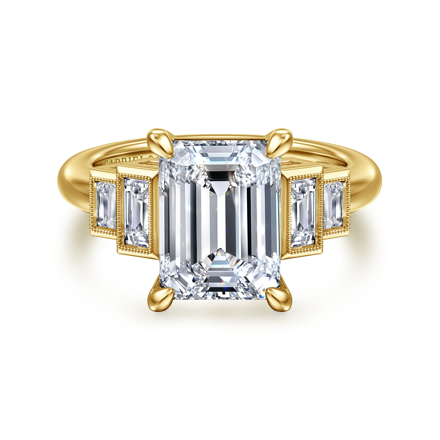 Andre - 14K Yellow Gold Emerald Cut Diamond Engagement Ring - 0.5 ct - Shot 1