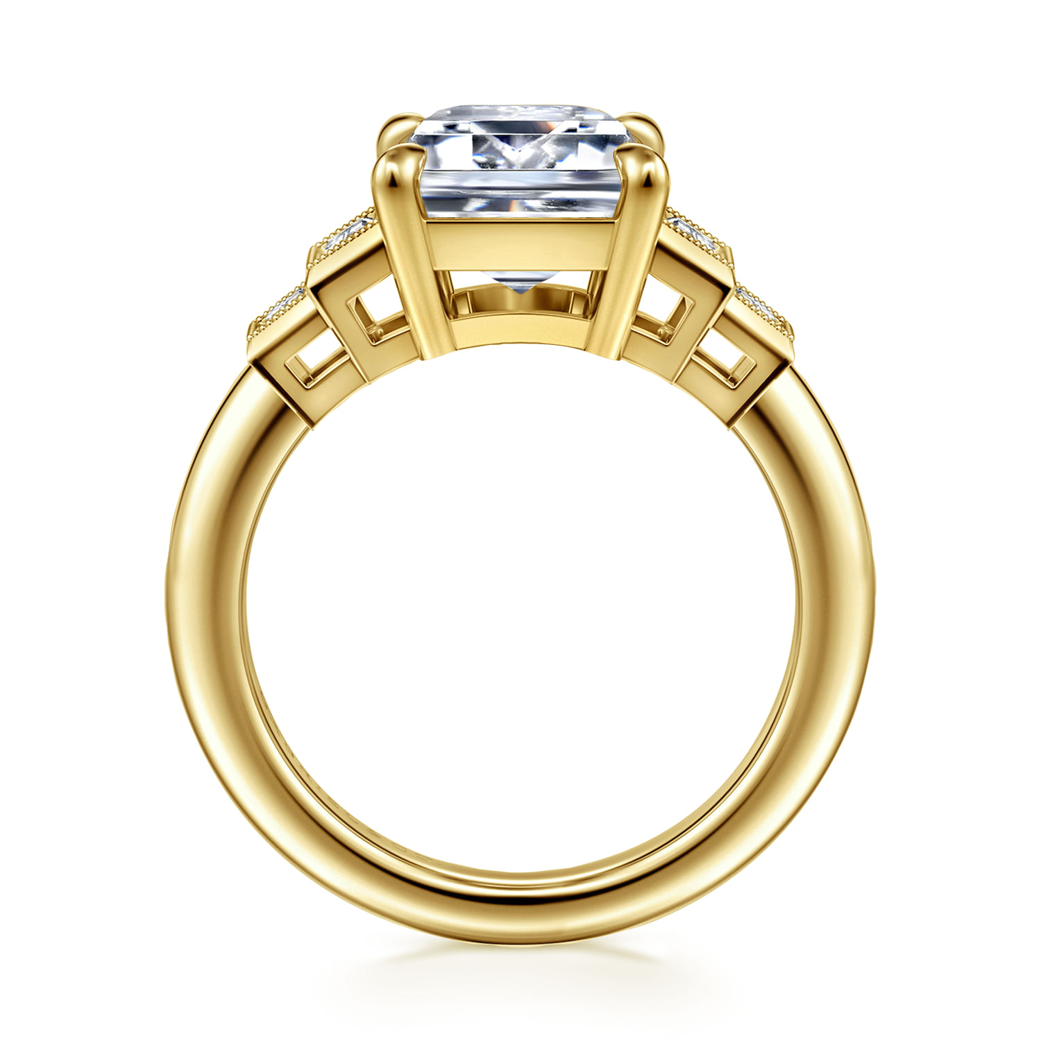 Andre - 14K Yellow Gold Emerald Cut Diamond Engagement Ring - 0.5 ct - Shot 2