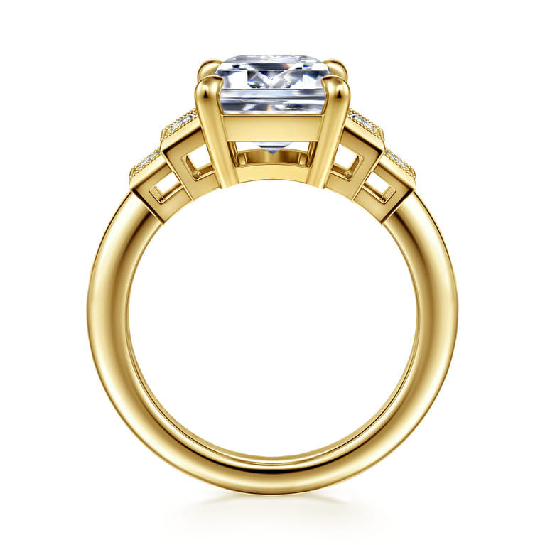 Andre - 14K Yellow Gold Emerald Cut Five Stone Diamond Engagement Ring - 0.5 ct - Shot 2