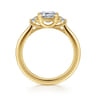 Colleen - 14K Yellow Gold Half Bezel Emerald Cut Three Stone Diamond Engagement Ring - 0.3 ct