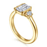 Colleen - 14K Yellow Gold Half Bezel Emerald Cut Three Stone Diamond Engagement Ring - 0.3 ct
