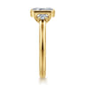 Colleen - 14K Yellow Gold Half Bezel Emerald Cut Three Stone Diamond Engagement Ring - 0.3 ct