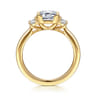 Colleen - 14K Yellow Gold Half Bezel Emerald Cut Three Stone Diamond Engagement Ring - 0.3 ct