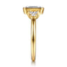 Colleen - 14K Yellow Gold Half Bezel Emerald Cut Three Stone Diamond Engagement Ring - 0.3 ct