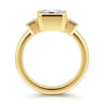 Nelle - 14K Yellow Gold Emerald Cut Three Stone Bezel Diamond Engagement Ring - 0.3 ct