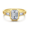Fiorenza - 14K Yellow Gold Emerald Cut Three Stone Bezel Set Diamond Engagement Ring - 0.3 ct