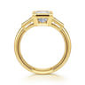 Fiorenza - 14K Yellow Gold Emerald Cut Three Stone Bezel Set Diamond Engagement Ring - 0.3 ct