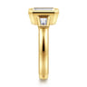 Fiorenza - 14K Yellow Gold Emerald Cut Three Stone Bezel Set Diamond Engagement Ring - 0.3 ct
