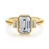 Liora - 14K Yellow Gold Emerald Cut Three Stone Diamond Engagement Ring - 0.22 ct