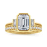 Liora - 14K Yellow Gold Emerald Cut Three Stone Bezel Set Diamond Engagement Ring - 0.22 ct