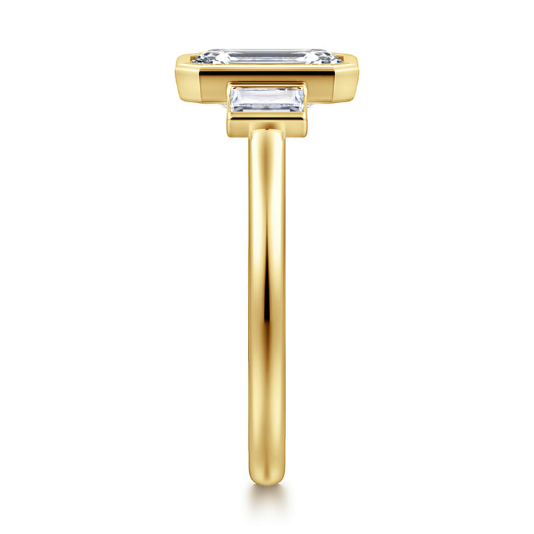 Liora - 14K Yellow Gold Emerald Cut Three Stone Diamond Engagement Ring - 0.22 ct - Shot 4