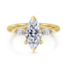 Dela - 14K Yellow Gold Marquise Shape Three Stone Diamond Engagement Ring - 0.17 ct