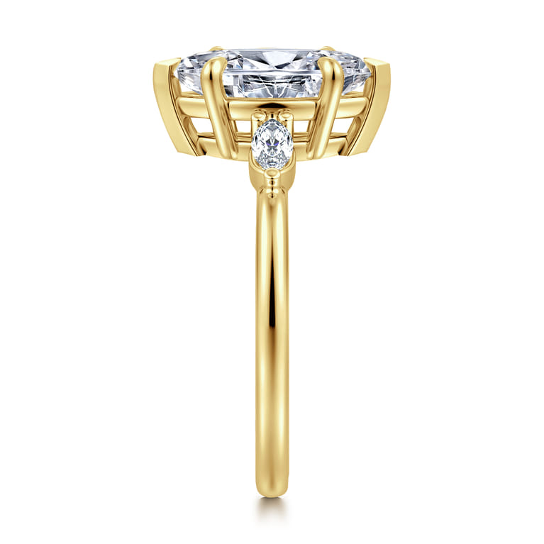 Dela - 14K Yellow Gold Marquise Shape Three Stone Diamond Engagement Ring - 0.17 ct - Shot 4