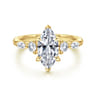Cian - 14K Yellow Gold Marquise Shape Five Stone Diamond Engagement Ring - 0.34 ct