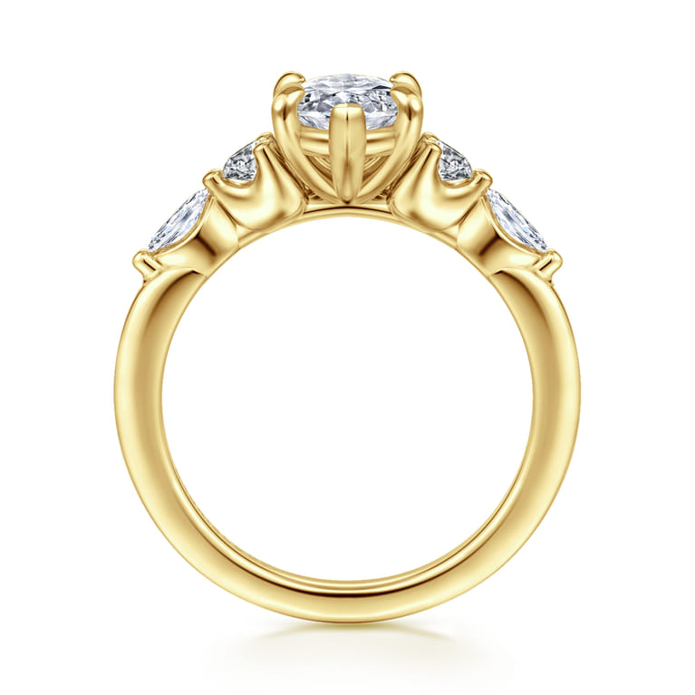 Cian - 14K Yellow Gold Marquise Shape Five Stone Diamond Engagement Ring - 0.34 ct - Shot 2