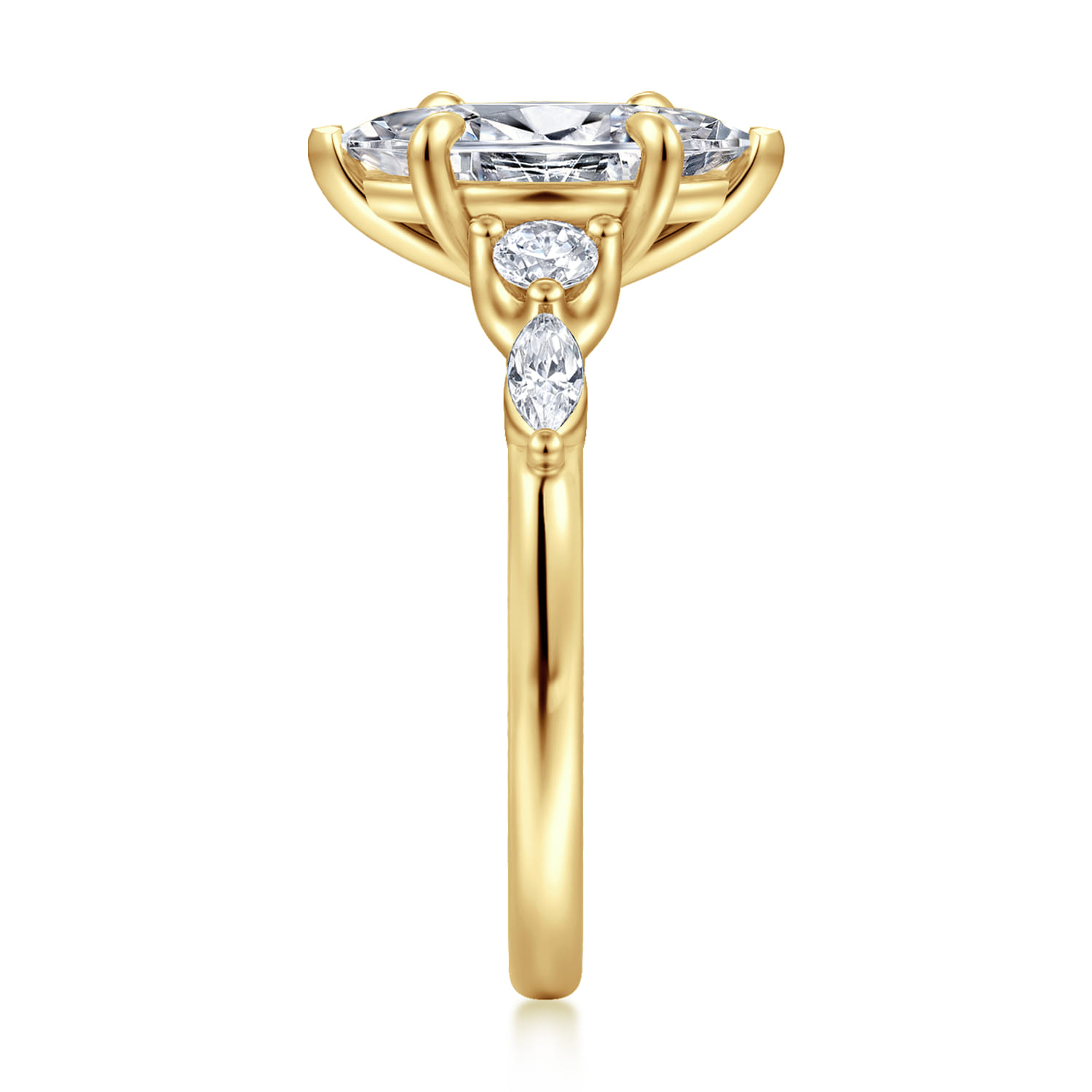 Cian - 14K Yellow Gold Marquise Shape Five Stone Diamond Engagement Ring - 0.34 ct - Shot 4