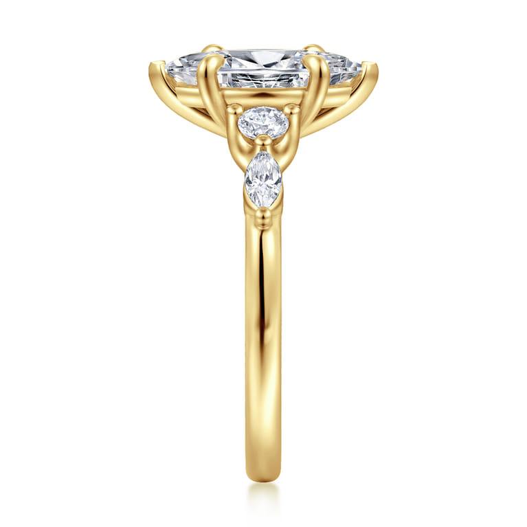 Cian - 14K Yellow Gold Marquise Shape Five Stone Diamond Engagement Ring - 0.34 ct - Shot 4