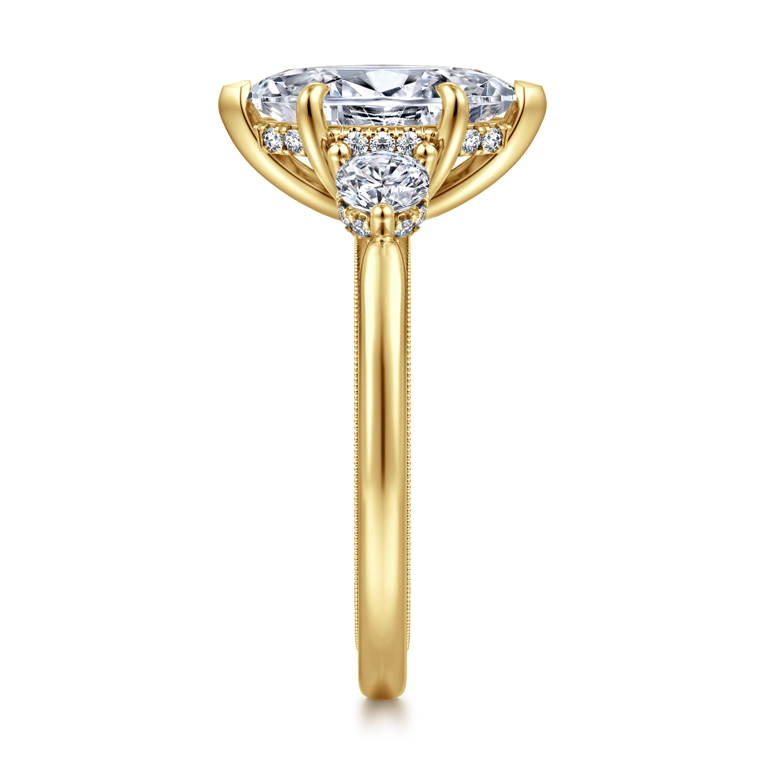Abbi - 14K Yellow Gold Marquise Shape Three Stone Diamond Engagement Ring - 0.5 ct - Shot 4