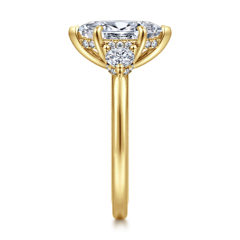 Abbi - 14K Yellow Gold Marquise Shape Three Stone Diamond Engagement Ring - 0.5 ct - Shot 4
