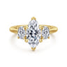 Charisa - 14K Yellow Gold Marquise Shape Three Stone Diamond Engagement Ring - 0.7 ct
