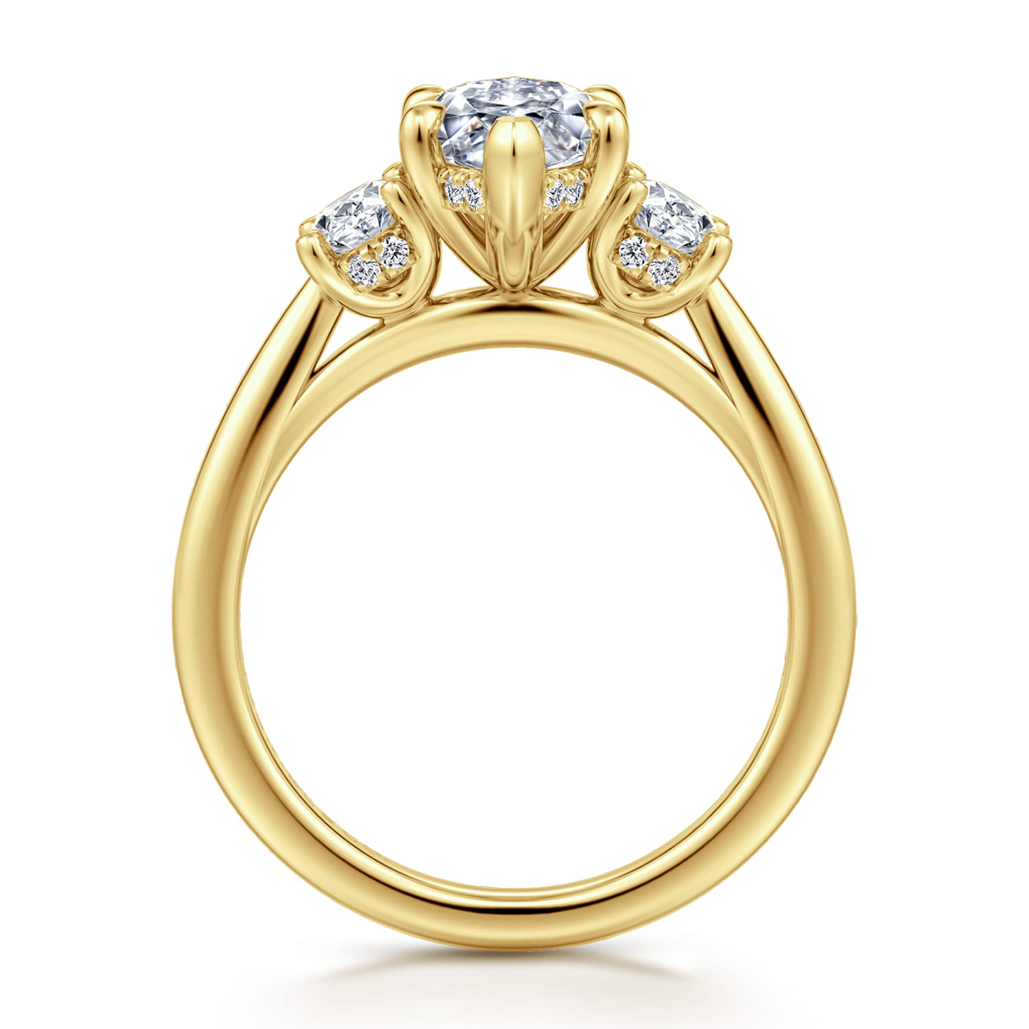 Charisa - 14K Yellow Gold Marquise Shape Three Stone Diamond Engagement Ring - 0.7 ct - Shot 2