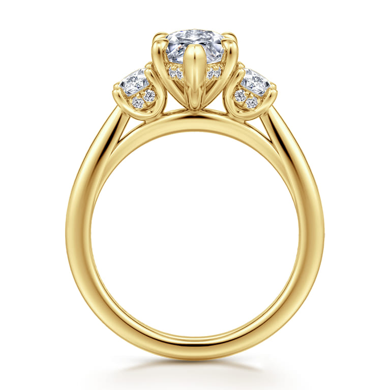Charisa - 14K Yellow Gold Marquise Shape Three Stone Diamond Engagement Ring - 0.7 ct - Shot 2