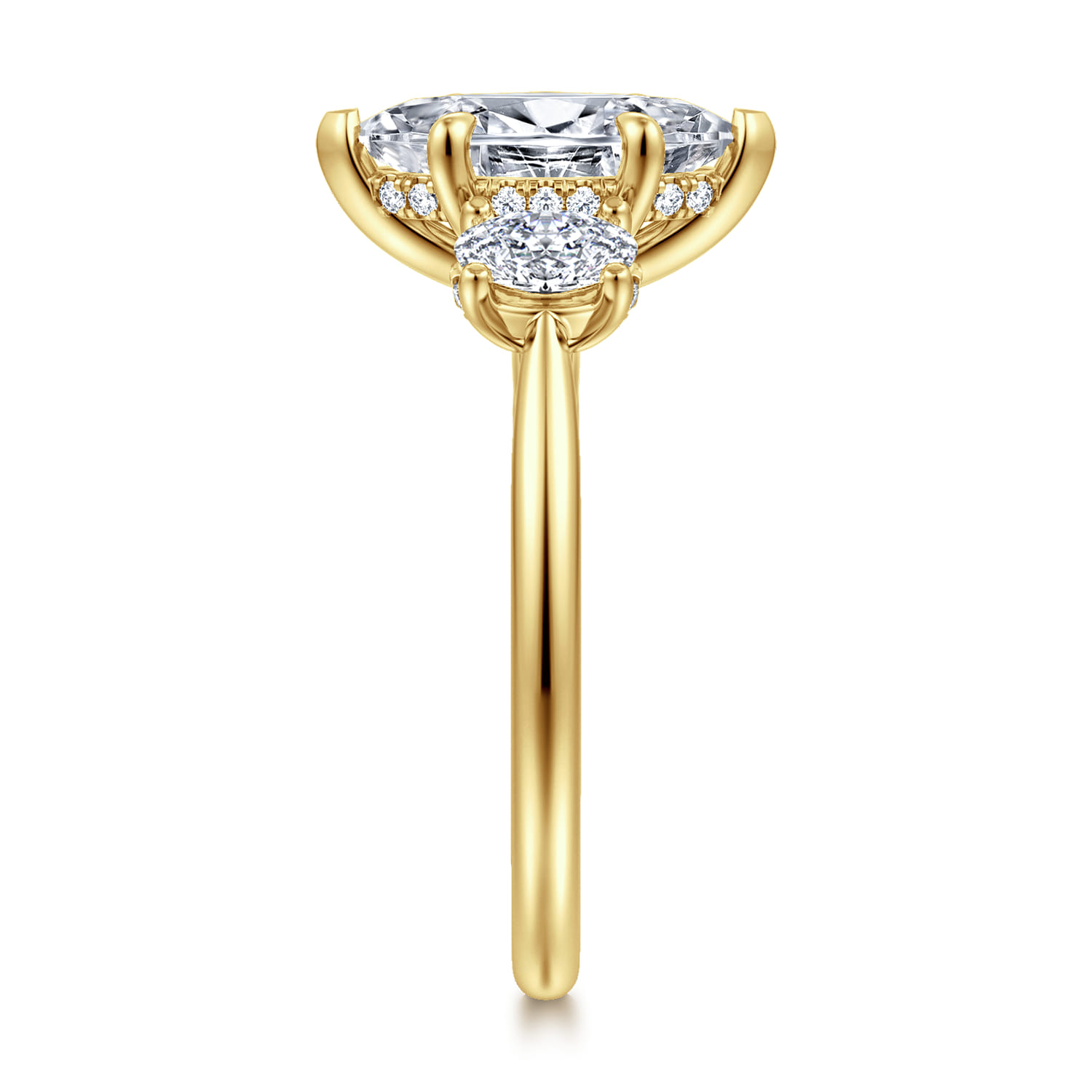 Charisa - 14K Yellow Gold Marquise Shape Three Stone Diamond Engagement Ring - 0.7 ct - Shot 4