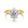Feana - 14K Yellow Gold Marquise Shape Three Stone Diamond Engagement Ring - 0.35 ct