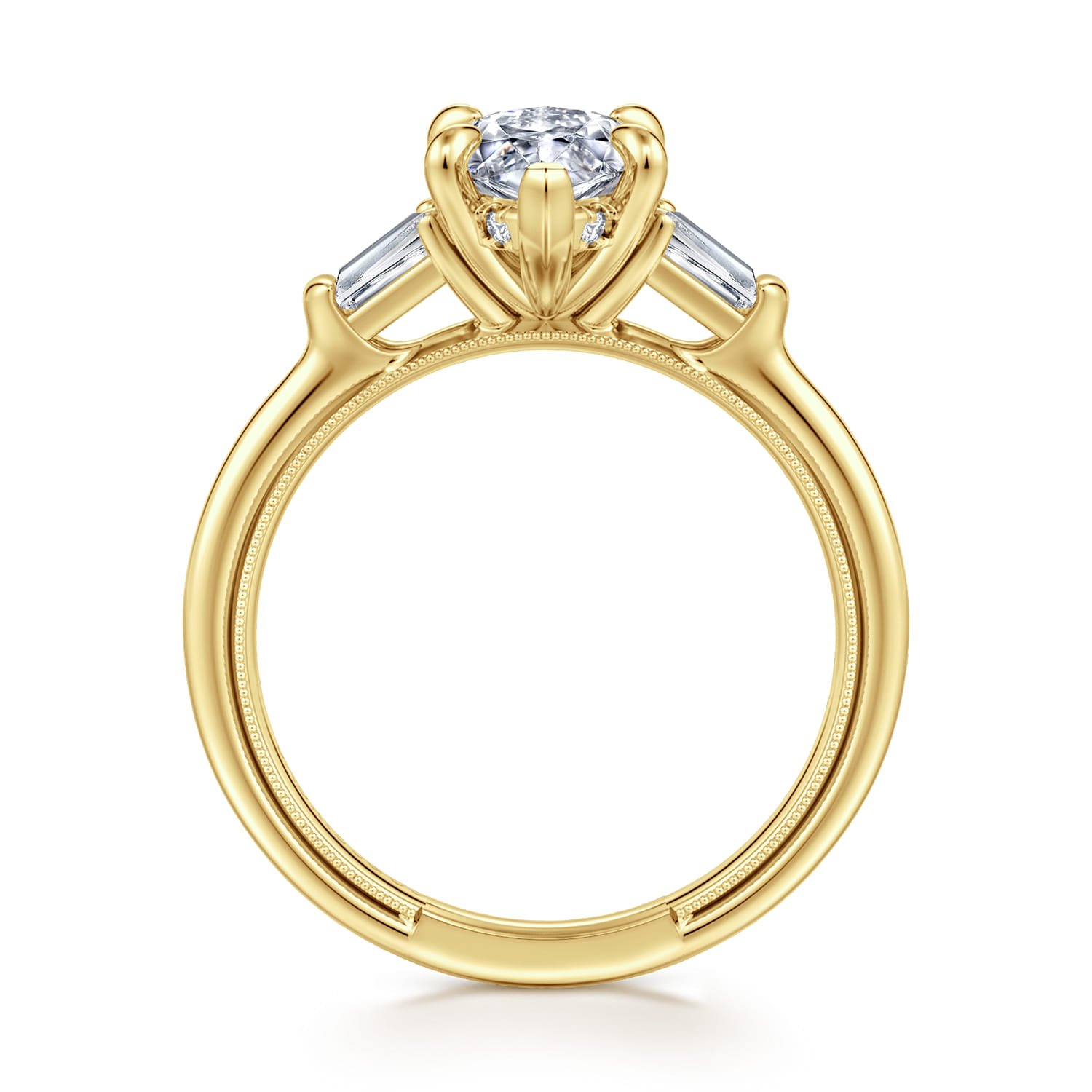 Feana - 14K Yellow Gold Marquise Shape Three Stone Diamond Engagement Ring - 0.35 ct - Shot 2