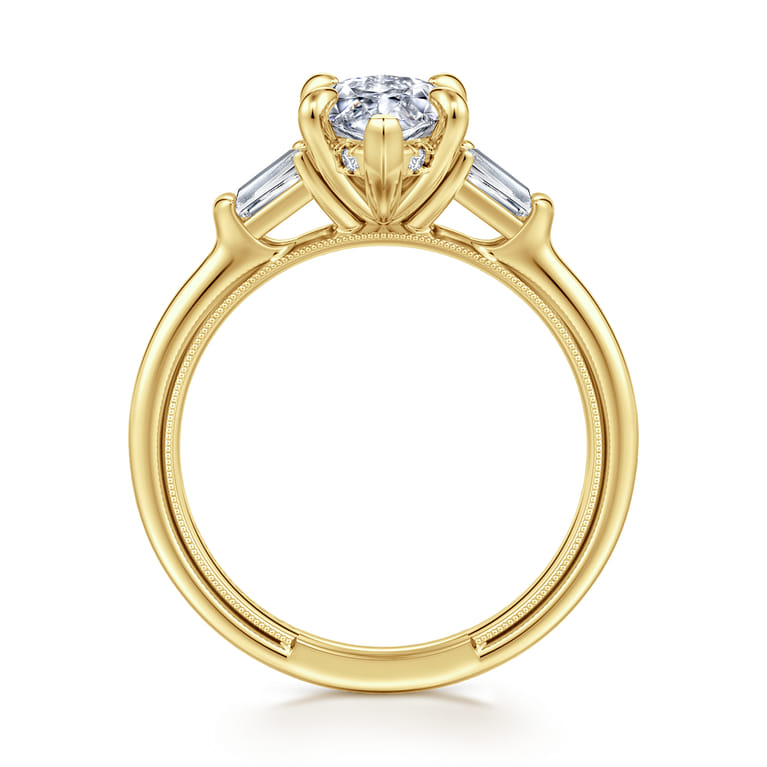 Feana - 14K Yellow Gold Marquise Shape Three Stone Diamond Engagement Ring - 0.35 ct - Shot 2