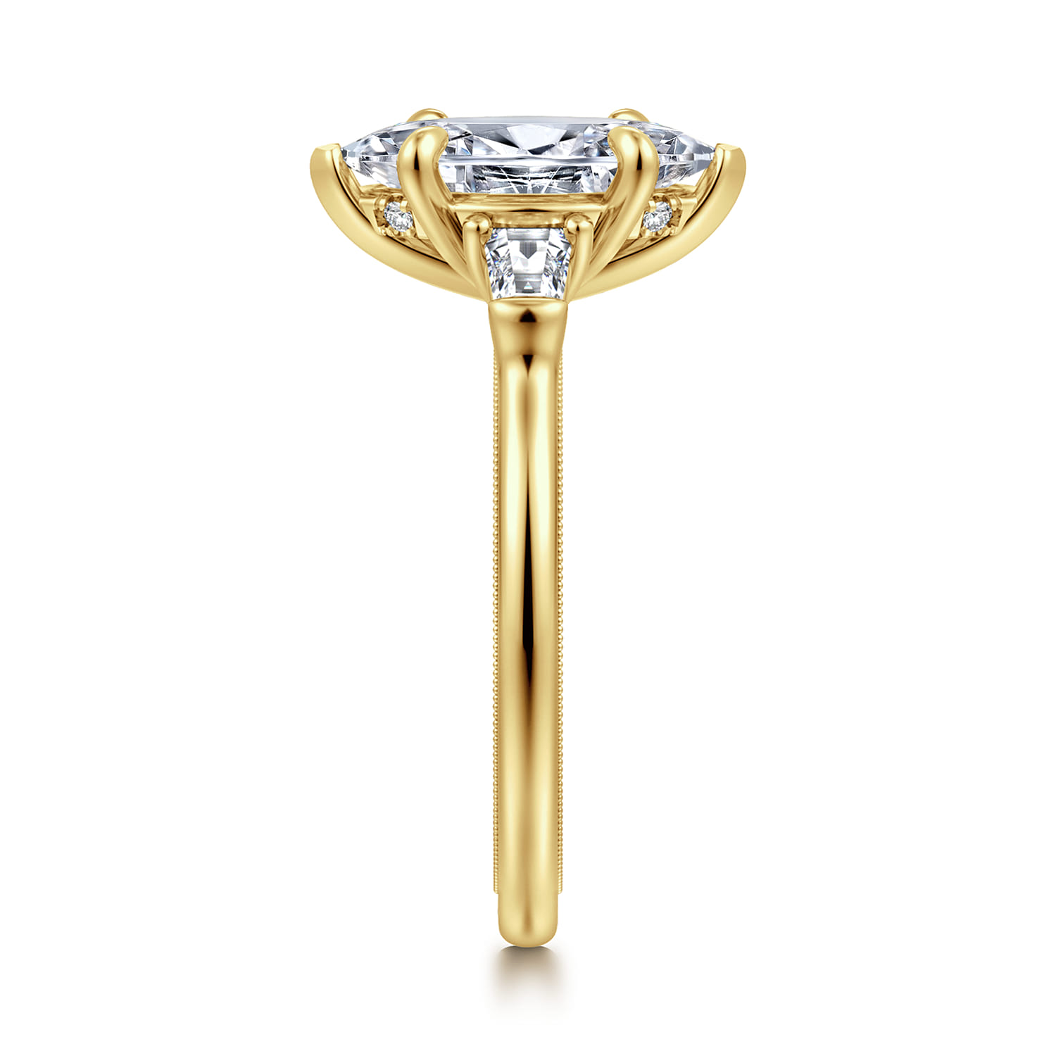Feana - 14K Yellow Gold Marquise Shape Three Stone Diamond Engagement Ring - 0.35 ct - Shot 4