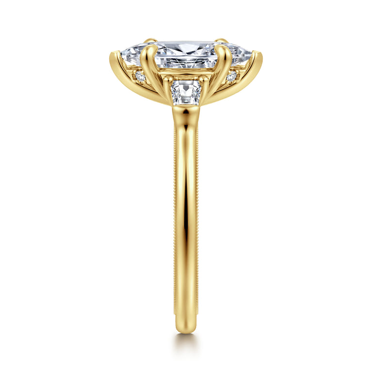 Feana - 14K Yellow Gold Marquise Shape Three Stone Diamond Engagement Ring - 0.35 ct - Shot 4