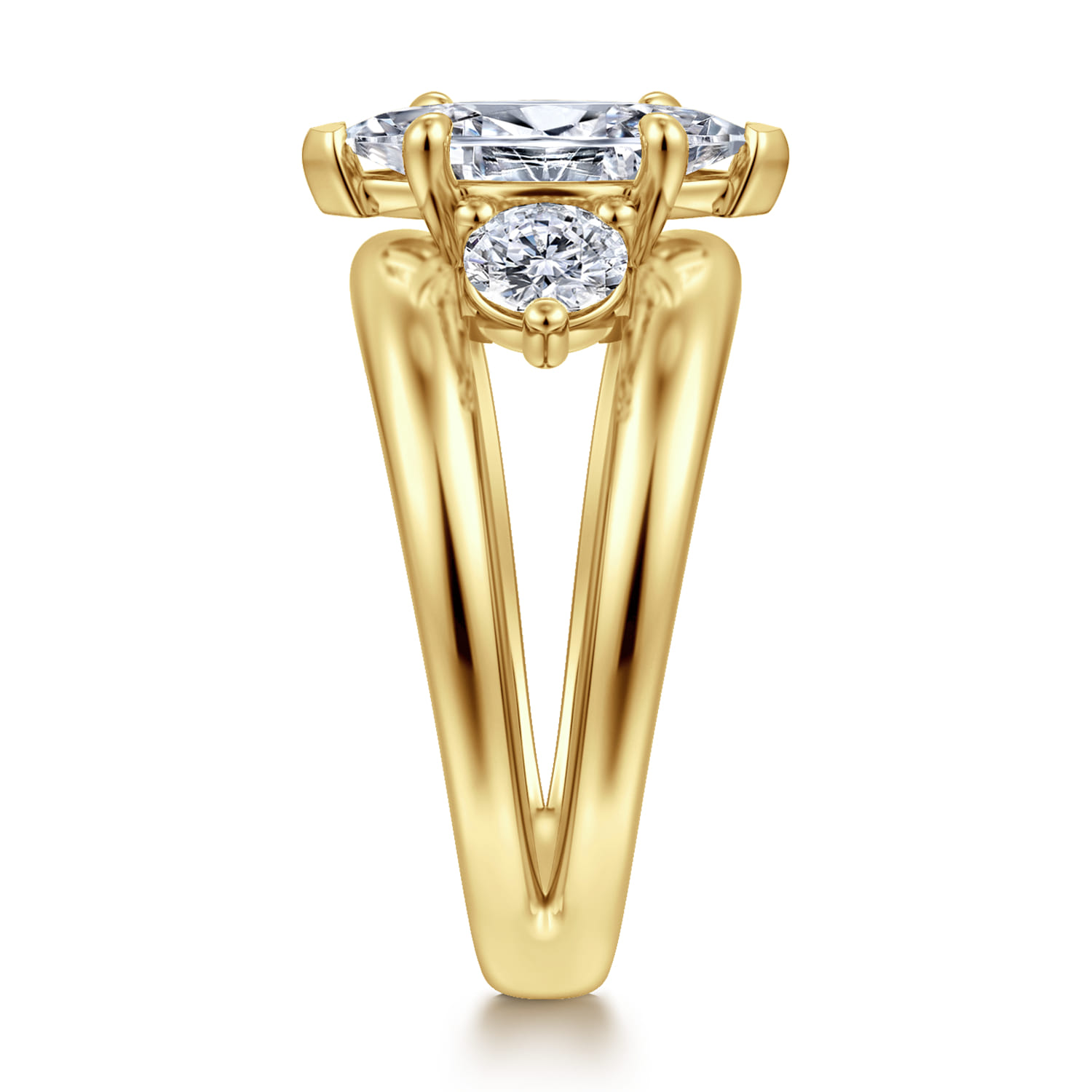 Danni - 14K Yellow Gold Marquise Shape Three Stone Diamond Engagement Ring - 0.75 ct - Shot 4