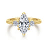 Georgia - 14K Yellow Gold Marquise Shape Three Stone Diamond Engagement Ring - 0.3 ct