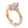 Georgia - 14K Yellow Gold Marquise Shape Three Stone Diamond Engagement Ring - 0.3 ct
