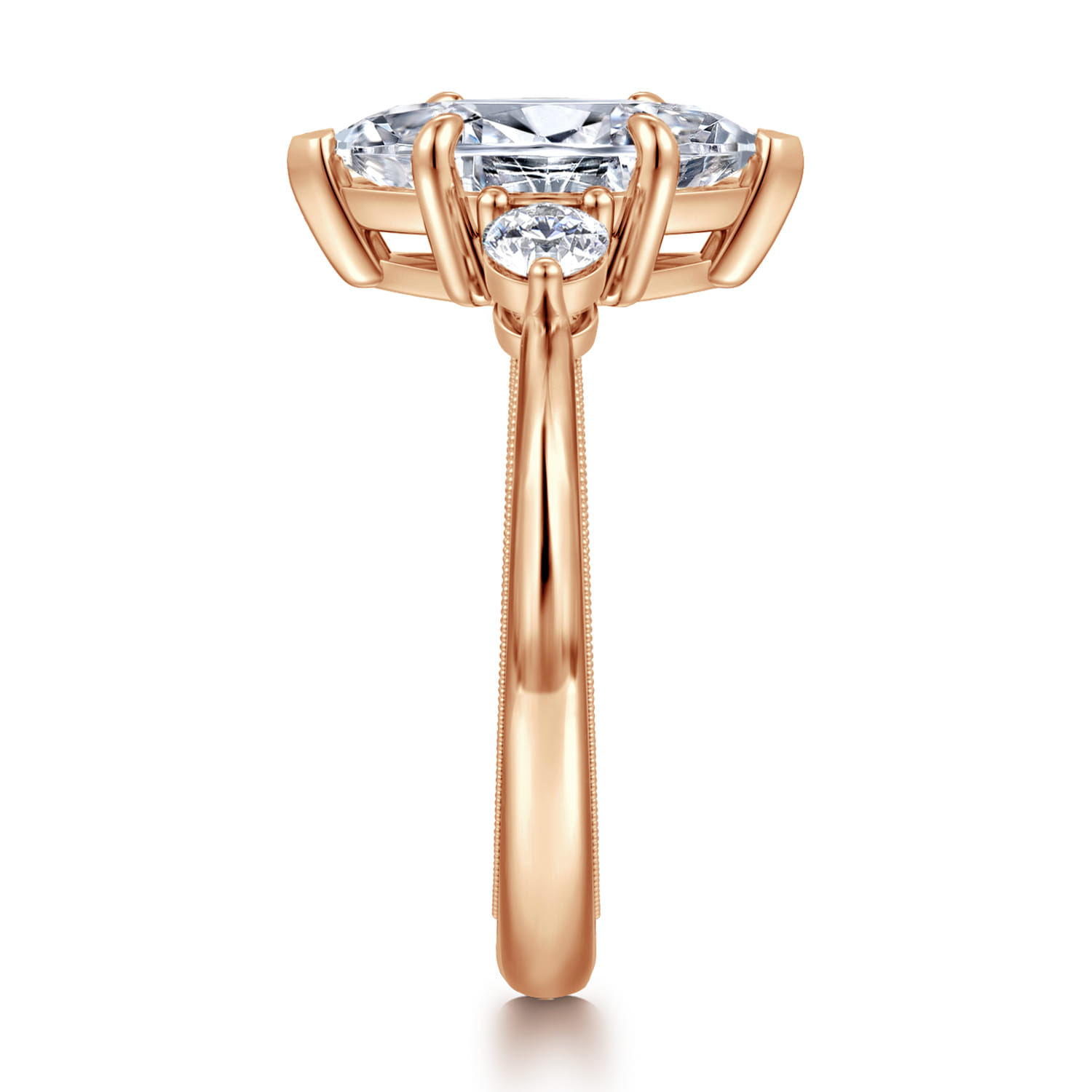 Georgia - 14K Yellow Gold Marquise Shape Three Stone Diamond Engagement Ring - 0.3 ct - Shot 4