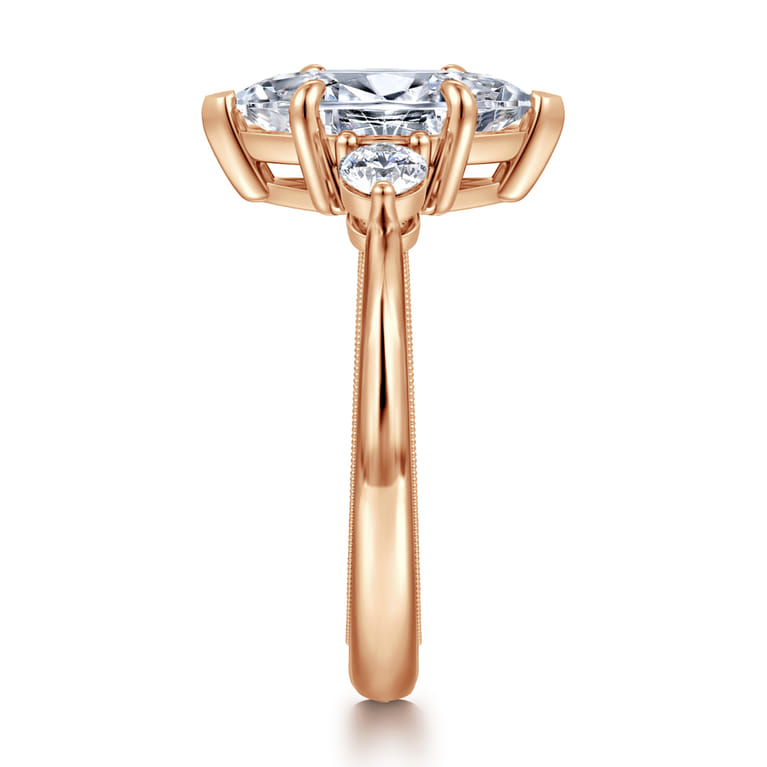 Georgia - 14K Yellow Gold Marquise Shape Three Stone Diamond Engagement Ring - 0.3 ct - Shot 4