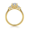 Monty - 14K Yellow Gold Marquise Shape Three Stone Lotus Diamond Engagement Ring - 0.35 ct