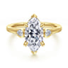 Ebony - 14K Yellow Gold Marquise Three Stone Diamond Engagement Ring - 0.2 ct