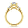 Alesandra - 14K Yellow Gold Half Bezel Marquise Shape Three Stone Diamond Engagement Ring - 0.3 ct