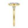 Alesandra - 14K Yellow Gold Half Bezel Marquise Shape Three Stone Diamond Engagement Ring - 0.3 ct