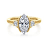 Colleen - 14K Yellow Gold Half Bezel Marquise Shape Three Stone Diamond Engagement Ring - 0.3 ct