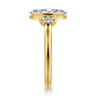 Colleen - 14K Yellow Gold Half Bezel Marquise Shape Three Stone Diamond Engagement Ring - 0.3 ct
