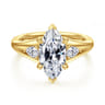Serenelle - 14K Yellow Gold Marquise Shape Three Stone Diamond Engagement Ring - 0.24 ct