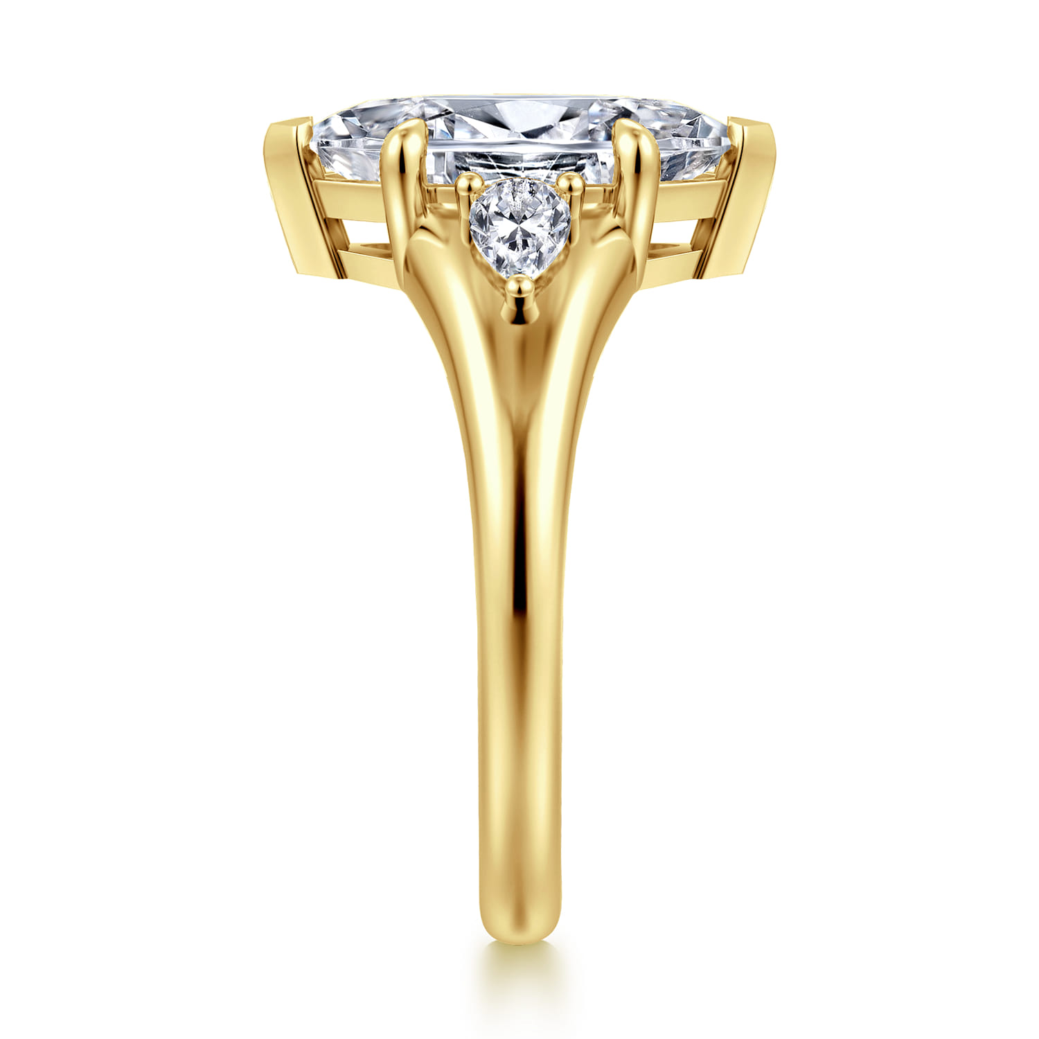 Serenelle - 14K Yellow Gold Marquise Shape Three Stone Diamond Engagement Ring - 0.24 ct - Shot 4