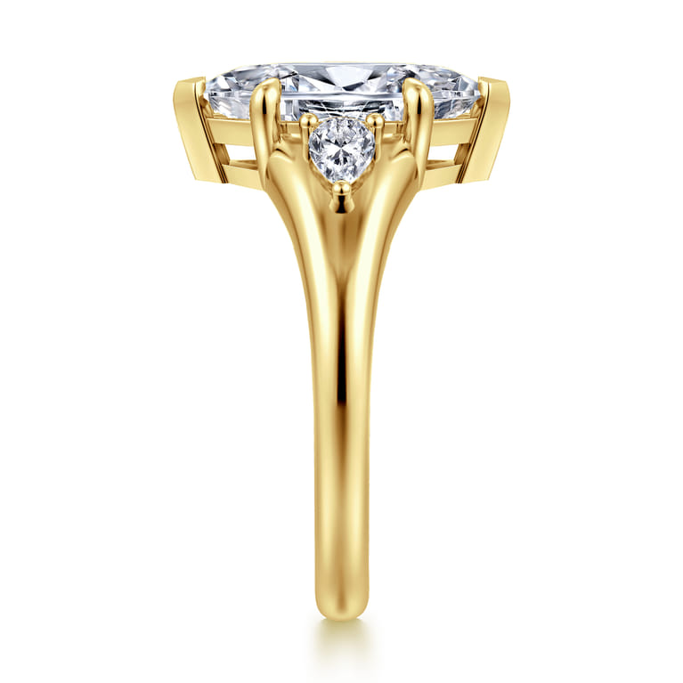 Serenelle - 14K Yellow Gold Marquise Shape Three Stone Diamond Engagement Ring - 0.24 ct - Shot 4