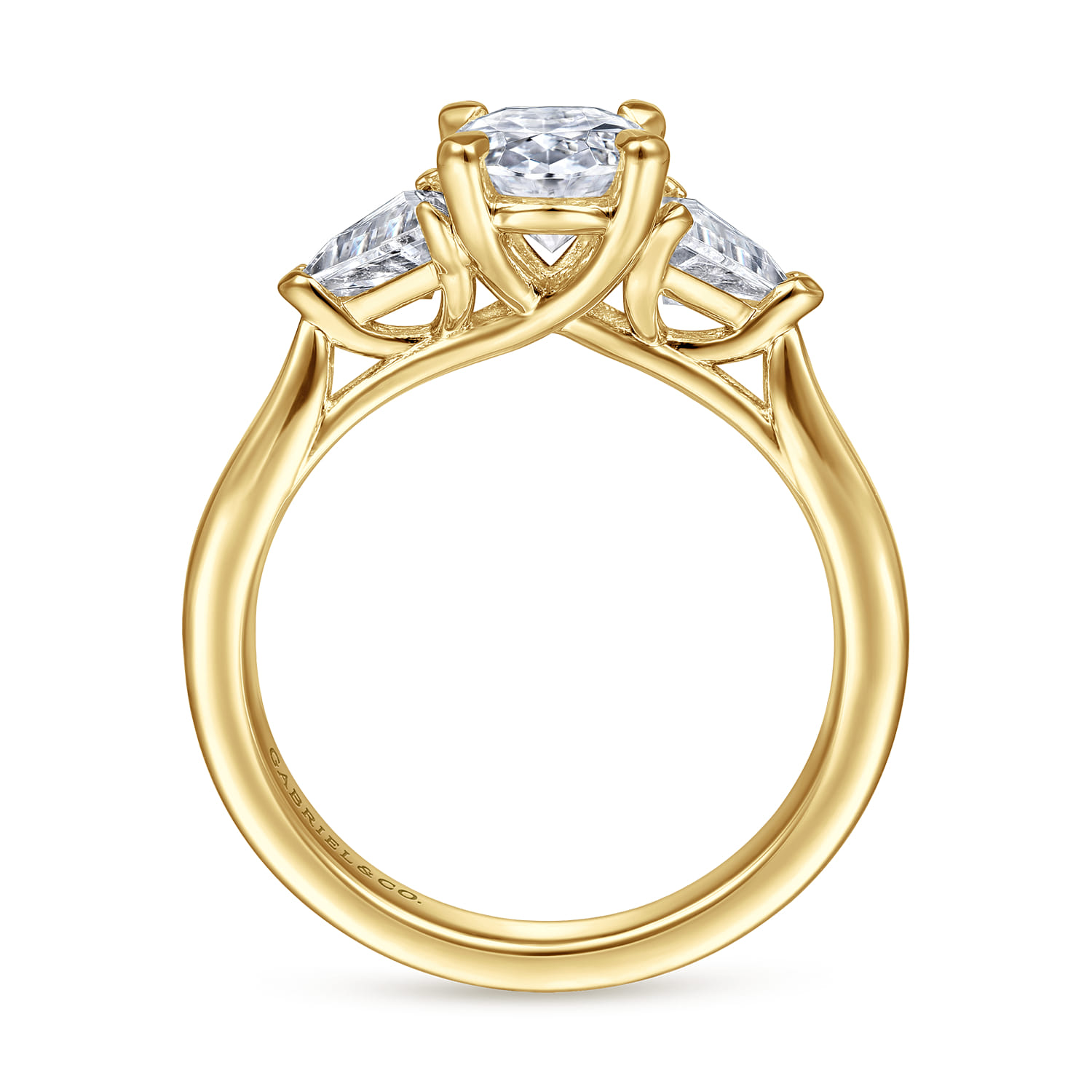 Maloney - 14K Yellow Gold Oval Three Stone Diamond Engagement Ring - 0.43 ct - Shot 2