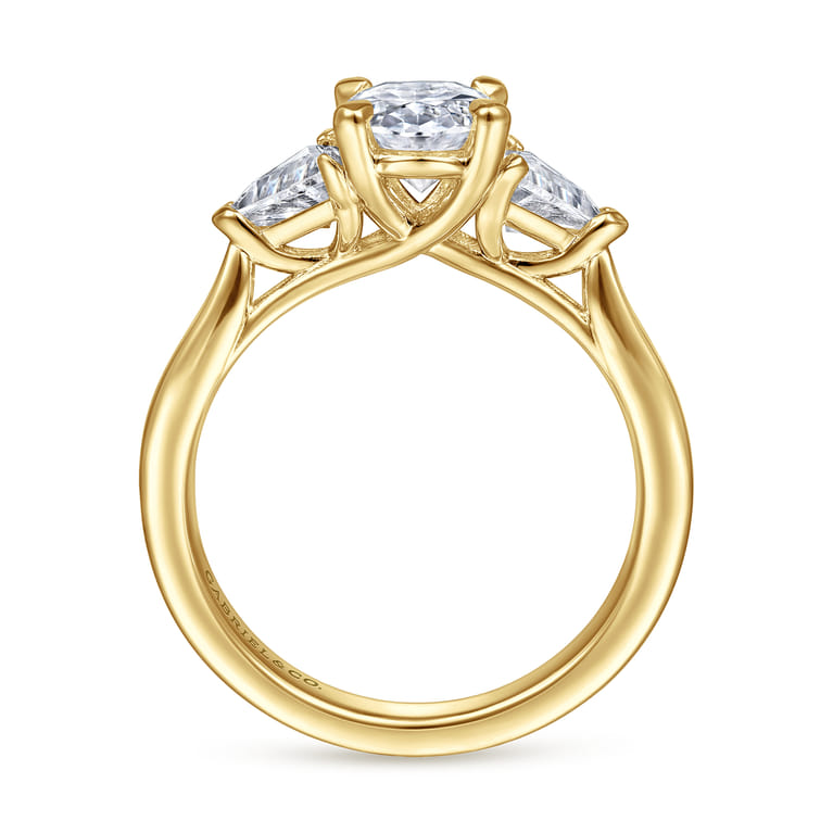 Maloney - 14K Yellow Gold Oval Three Stone Diamond Engagement Ring - 0.43 ct - Shot 2
