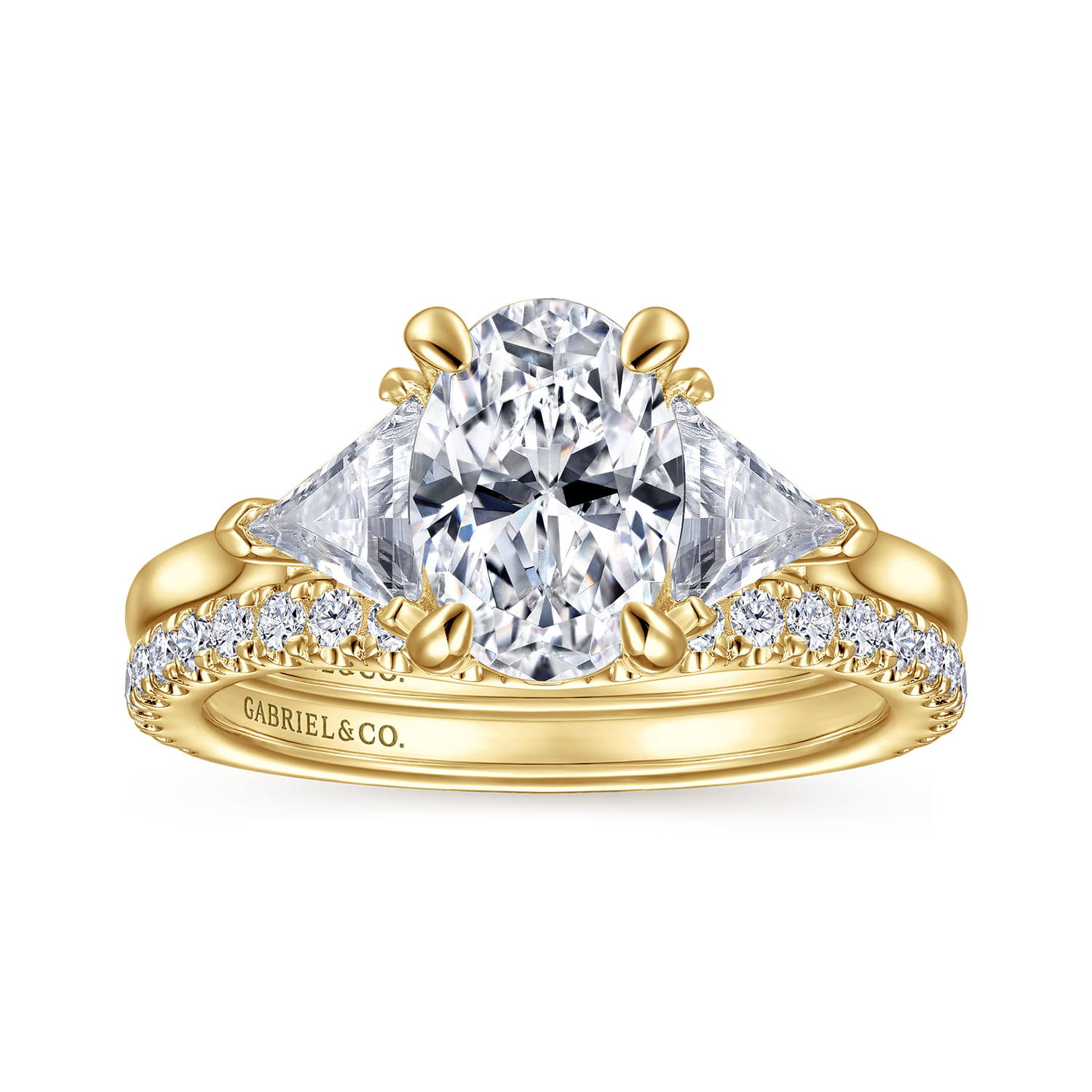 Maloney - 14K Yellow Gold Oval Three Stone Diamond Engagement Ring - 0.43 ct - Shot 4